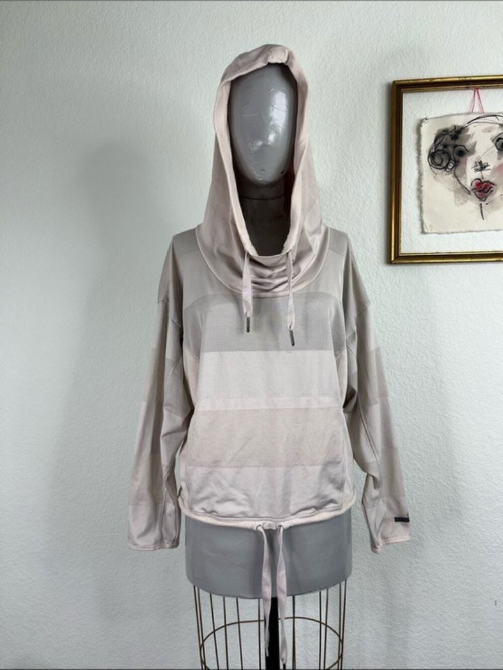 Adidas by Stella McCartney Hoodie Cowl Neck Mesh Drawstring Cape Collaboration